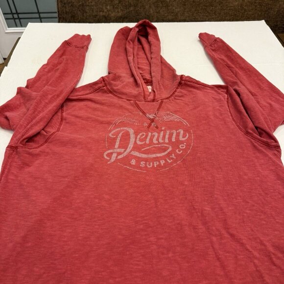 Ralph Lauren Denim & Supply Hooded Men’s Shirt Size XL Red Long Sleeve Retro - Picture 4 of 10